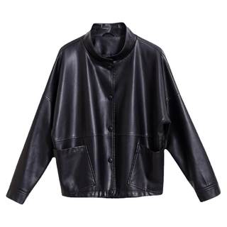 2022 new Haining genuine leather jacket women's short loose Korean style slimming large size sheepskin leather jacket small jacket