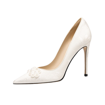 Lily Wei new Chinese style high heels white with cheongsam plus size women 41 to 43 daily wearable wedding shoes for small people