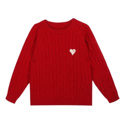Chen Dazhu Red Parent-child Sweater Mother and Daughter Family of Three 2023 Autumn and Winter New Girls Twist Sweater Trendy