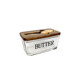 Acacia glass butter box airtight jar with lid spatula