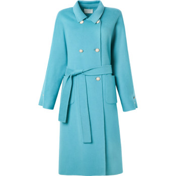 Zhuyiyi blue double-breasted double-sided wool coat