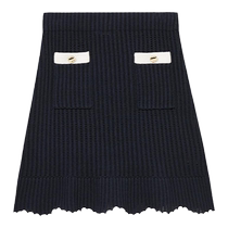 (Same style as Jisoo Jisoo) self-portrait 2024 early autumn navy blue temperament knitted skirt