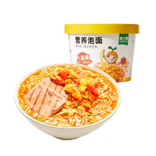 窝小芽方便面儿童营养日式豚骨泡面非油炸番茄速食面条桶装即食