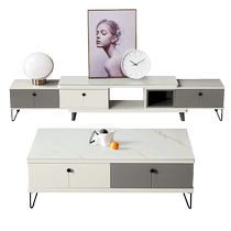 Quanyou Home Modern Simple Retractable Slate Coffee Table TV Cabinet Combination Living Room Small Apartment Storage Cabinet 120797