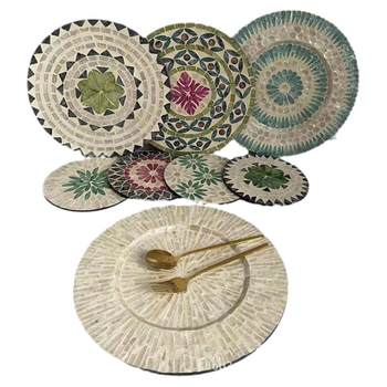Colorful shell coaster round tray desktop insulation pad dining tray