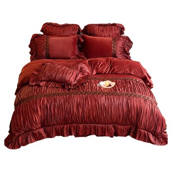 Four-piece wedding bedding set, romantic retro style quilt cover