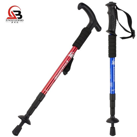 Outdoor retractable trekking pole walking stick jungle leopard