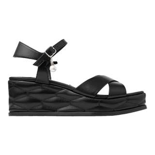 [限时折扣]JIMMY CHOO/ASTRA WEDGE 60 女士珍珠吊饰黑色船跟凉鞋