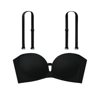 幸棉前扣无肩带小胸聚拢抹胸结婚纱隐形裹胸粉底液文胸防滑内衣女