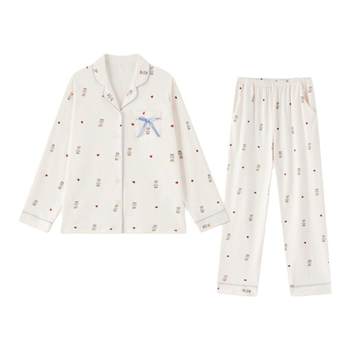 Be antibacterial and anti-mite teddy bear joint pure cotton women's pajamas
