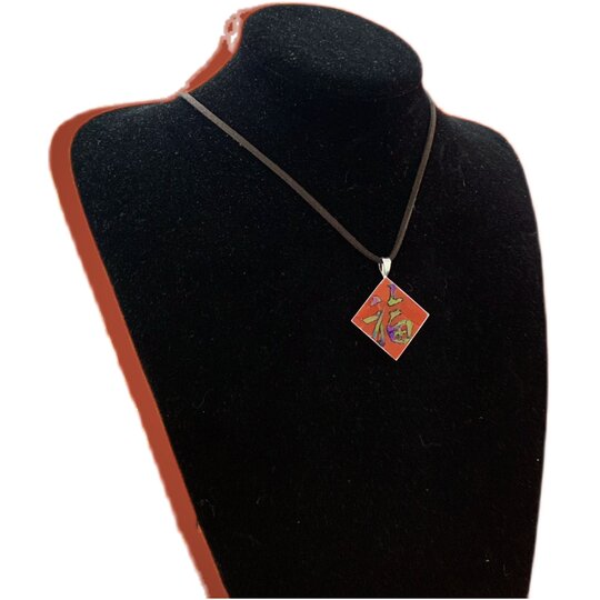 玥森活｜福字 行书 福气满满新年配饰 吊坠项链挂件 原创手工镶嵌