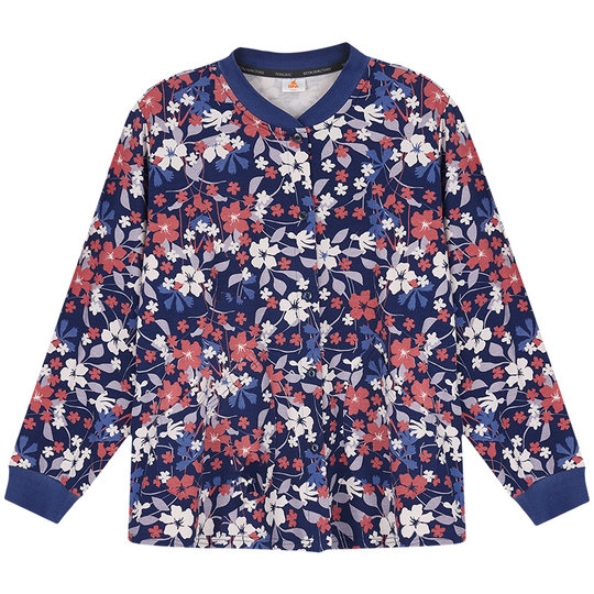 铜牛精梳棉毛开襟印花家居女衫 秋冬新款睡衣家居上装开衫女VS234