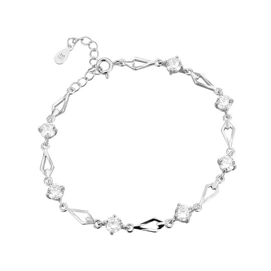 顺庆银楼S999纯银手链女款菱光之恋足银百搭可爱简约镶钻送礼物