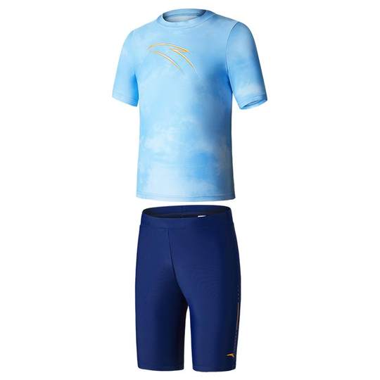 安踏儿童游泳套装男童女童泳装分体泳衣夏季防晒速干学生泳镜泳帽