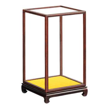 Mahogany glass cover transparent display box antique antique vase jade ornaments glass cover dust cover buddhist niche treasure cage
