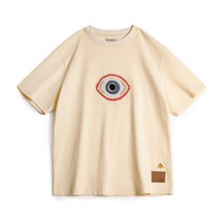 Madden Workwear American Retro Guardian's Eye Embroidered T-Shirt Off-White Heavyweight Pure Cotton Short-Sleeve T-Shirt for Men Summer