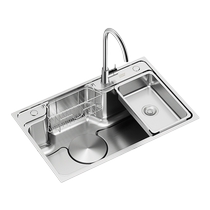 Kabei Japanese-style large single-slot kitchen household sink 304 stainless steel multi-functional black thickened large sink