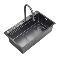 Huida Feiyu Waterfall Sink Large Single Slot 304 Stainless Steel Wash Basin Kitchen Household Wash Sink Pool Handmade