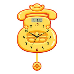 Chinese Style Wall Clock for Living Room, New Model Home Decoration Painting, Perpetual Calendar Clock, Wall-Mounted Rich Character Quartz Clock