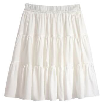 Skirt ແມ່ຍິງ Summer Skirt 2024 ໃຫມ່ Summer ສີຂາວສັ້ນ Skirt Pleated Skirt ແອວສູງ A-Line Cake Skirt Skirt