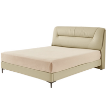 Gujia Home Light Luxury Leather Bed Modern Simple First-layer Cowhide Soft Bed Large Backrest Master Bedroom Double Bed 8117