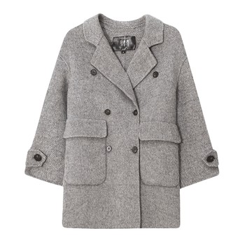 Bailuyu wool blend double-breasted double-sided woolen coat