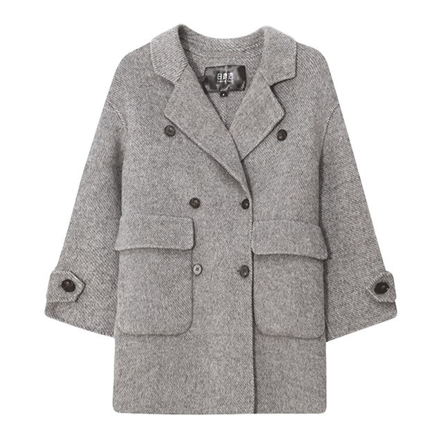 Bailuyu wool blend double-breasted double-sided woolen coat
