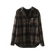 Women's velvet shirt jacket winter one-piece velvet plaid shirt