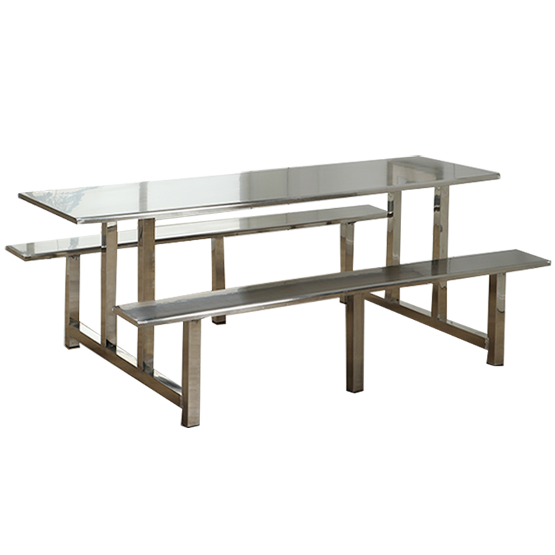 School canteen dining table and chairs student factory employee canteen table and chairs 4 people 6 people 8 people stainless steel conjoined dining table