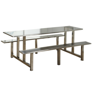 School canteen dining table and chairs student factory employee canteen table and chairs 4 people 6 people 8 people stainless steel conjoined dining table