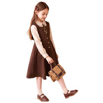 Wind Wind Wind Leave Two Dress Dress 2024 Spring Dress New Children Long Children Gree