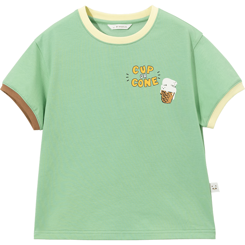 
Broadcute children's clothing spring and summer new style for boys and girls casual round neck ribbed neck T-shirt KEQ4Y501