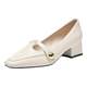 15mins white light mouth single shoes for women thick heels