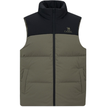 Camel Mens Down Jacket Vest Mens Winter 2023 New Stand-up Collar Water-Repellent Inner Warm Vest Jacket Men