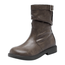 Augu Shiden Western Cowboy Martin Boots Womens 2024 New Summer Pile Knight Boots British Brown Short Boots