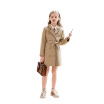 Girl card in its colour windsuit for long section 2024 spring dress new foreign air children Inn wind blouses CUHK Scout jacket