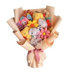 Disney Doll Bouquet Birthday Gift Cartoon Doll Stellar Strawberry Bear Cinnamon Dog for Girlfriend and Best Friend