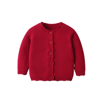 Fanhunting Girls Knitted Cardigan Autumn Clothing 2024 New Style Childrens Sweater Jackets Baby Tops Versatile Spring and Autumn