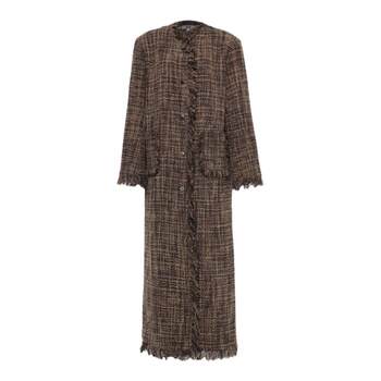 APOZi collection【即时系列】复古国风秋冬美拉德长款须边大衣女