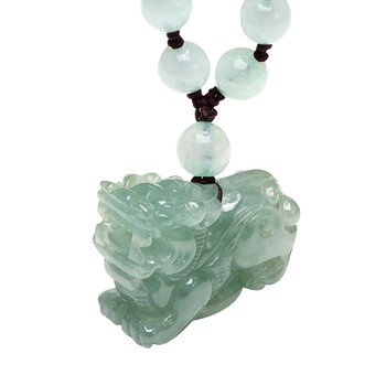 Natural burmese a-grade jade and unicorn pendant