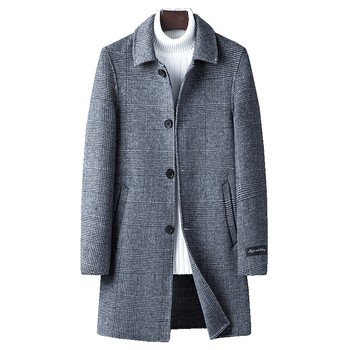 ເສື້ອຂົນແກະ Romon ຍາວກາງສໍາລັບຜູ້ຊາຍໄວຫນຸ່ມແລະອາຍຸກາງດູໃບໄມ້ລົ່ນແລະລະດູຫນາວ woolen coat ສອງດ້ານ woolen coat