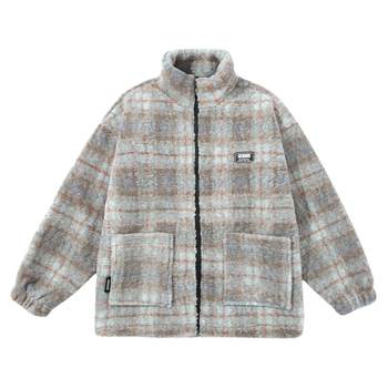 GENANX lightning fashion brand ເສື້ອກັນໜາວລູກແກະ velvet cotton coat thickened and warm new winter plaid coat couple cotton coat