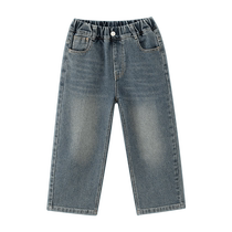 Zuoxi childrens clothing boys jeans spring childrens pants spring and autumn 2024 new retro style straight trousers
