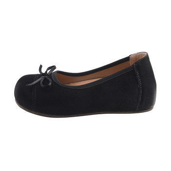 Shallow mouth small shoes for women, hepburn style small leather shoes with skirt