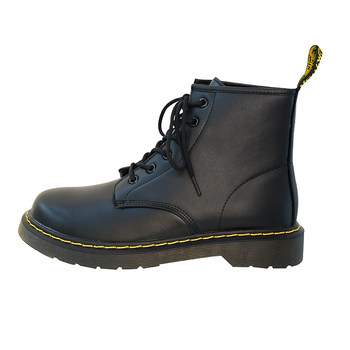 Men's martin boots mid-top korean style leather boots with velvet for winter