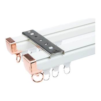 Curtain guide rail thickened double track aluminium alloy accessories top-mounted side-mounted Roman rod white shocking low price ການຂົນສົ່ງຟຣີ