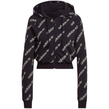 Adidas Sweatshirt Women's Clover Printed LOGO High Waist Short Casual Pullover HM4889 HM4887