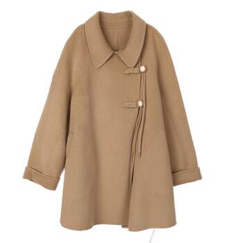 Buou Buou新中式盘扣中长款羊毛双面呢大衣女DJ4C812