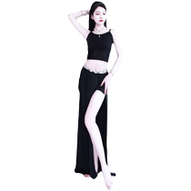 Belly dance 2024 new set of practice clothing for female beginners to perform oriental dance splicing mesh dress