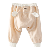 Natural Color Cotton Big Butt Long Pants Baby Pure Cotton Summer Thin minimalist pure color mid-waist baby fart pp pants